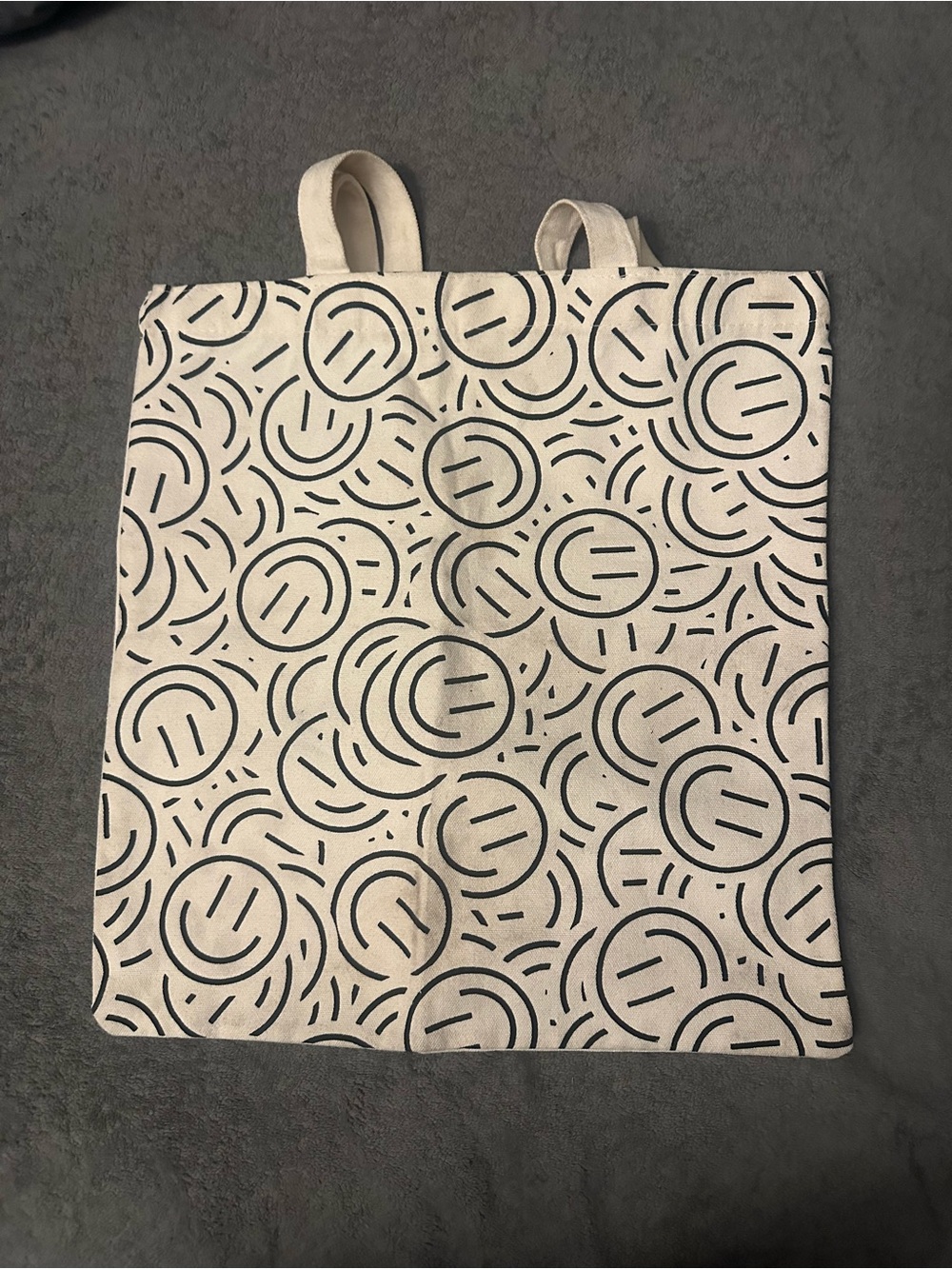 Canvas Tote Bag with Black Circular Pattern